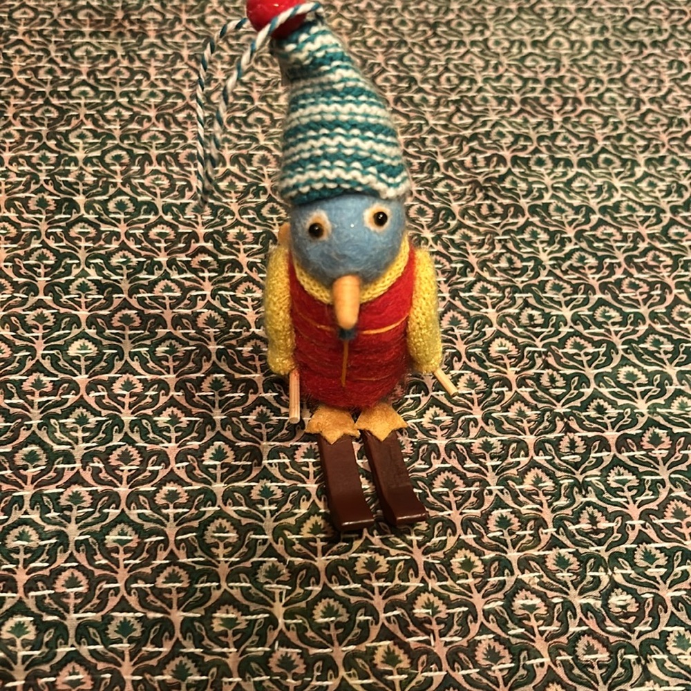 Anthropologie Bird Skier Ornament